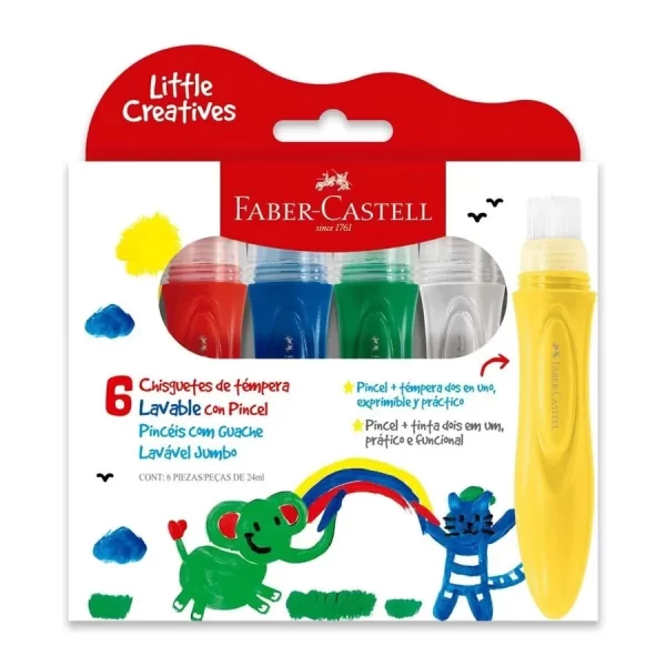 TEMPERAS LAVABLE FABER CASTELL CON PINCEL X6U