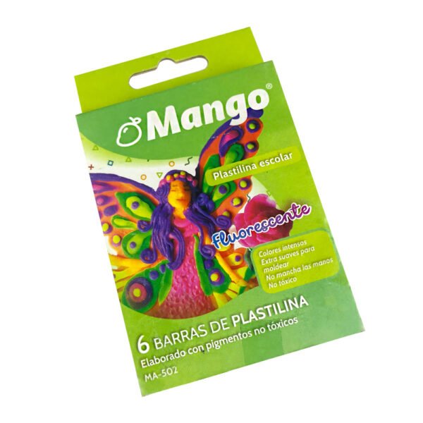 PLASTILINA ESCOLAR FLUORECENTE X6 BARRAS MANGO
