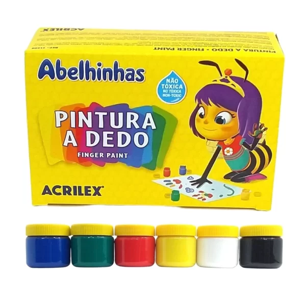 PINTURA A DEDO X6COLORES 30ML ACRILEX
