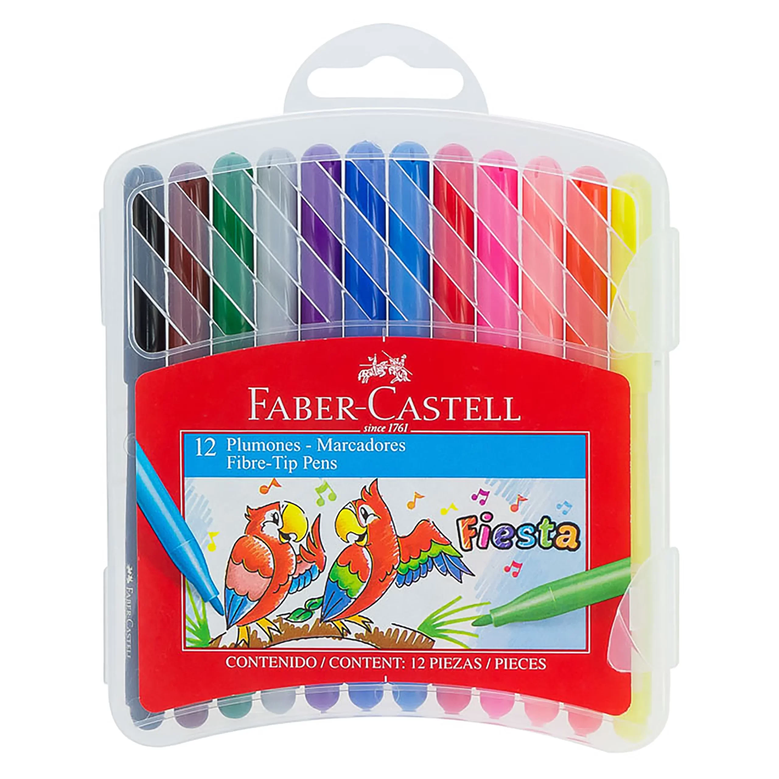 MARCADORES FABER CASTELL ESTUCHE PLASTICO X 12
