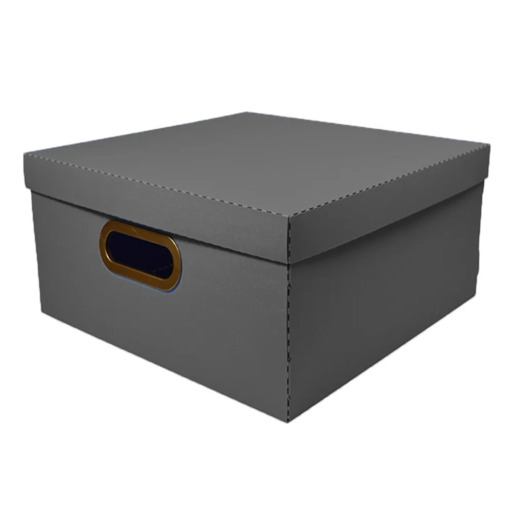 CAJA ORGANIZADORA DE LINO GRANDE PLOMO 35X35X16cm DELLO