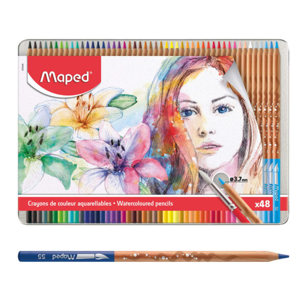 COLORES ACUARELABLE X48 u. ESTUCHE DE LATA