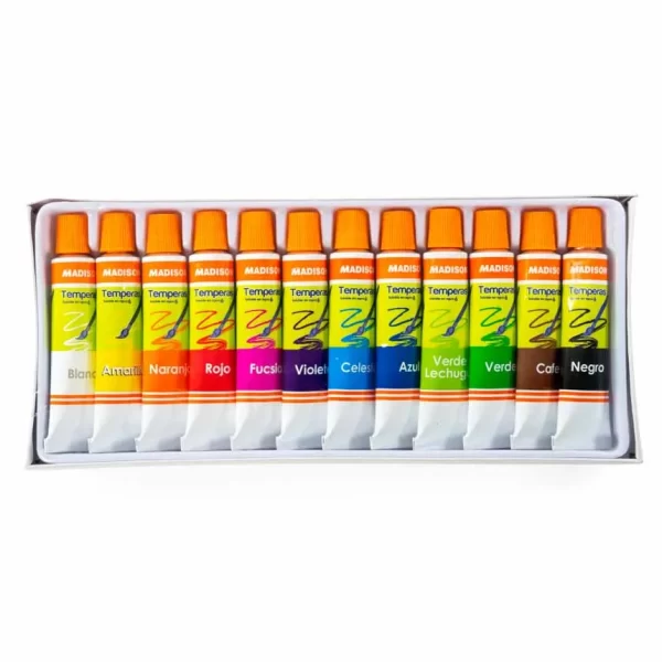 TEMPERA X12 COLORES TUBO ALUMINIO MADISON