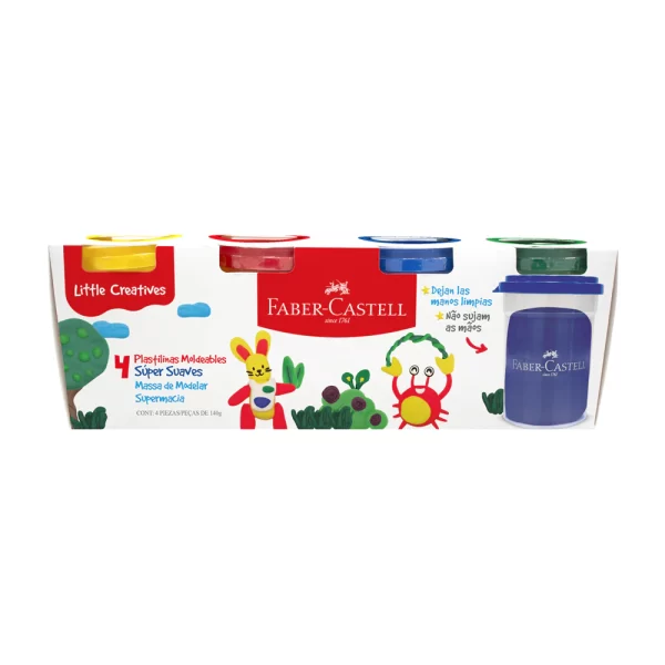 PLASTILINA MOLDEABLE SUPER SUAVES X4 PIEZAS FABER CASTELL