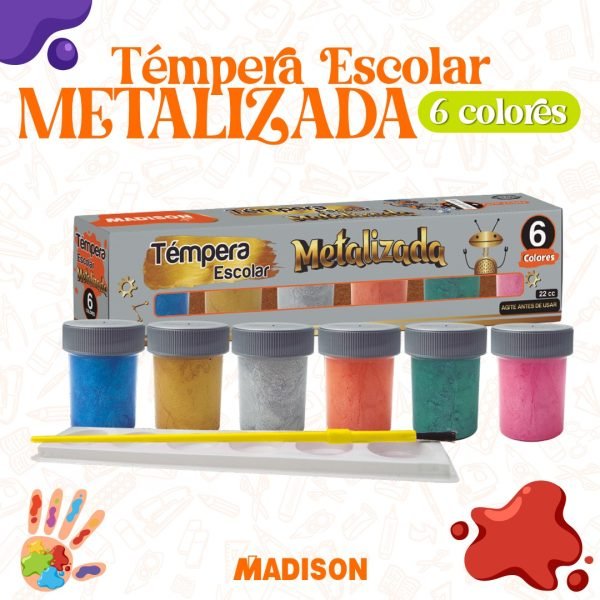 TEMPERA ESCOLAR METALIZADA MADISON X6U.