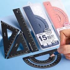 ESTUCHE GEOMETRICO DE ALUMINIO, ESTUCHE PLASTICO 15CM X4PCS