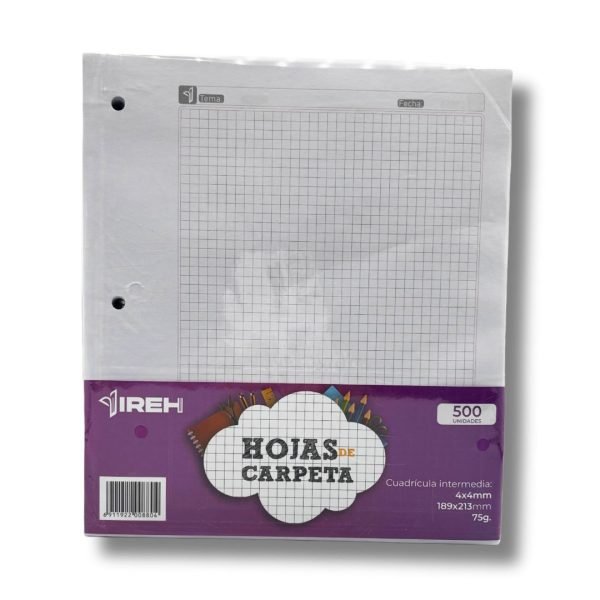 HOJAS DE CARPETA YIREH X500 CUADRO INTERMEDIO