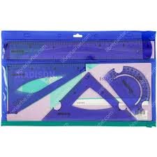 ESTUCHE GEOMET. MADISON FLEXIBLE AZUL 30cm.